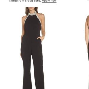 Adrianna Papell Black Jumpsuit with Silver Accents